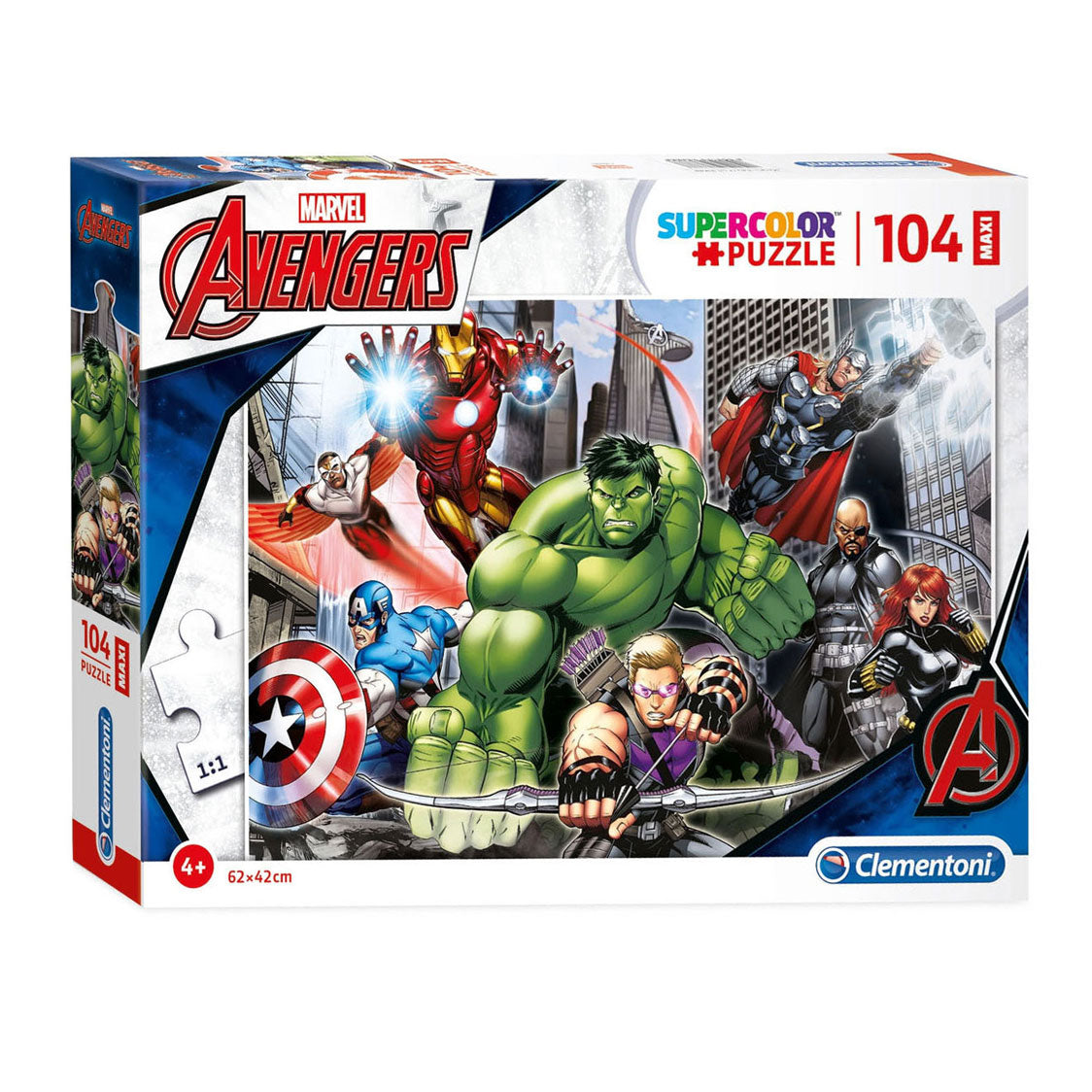 Clementoni legpuzzel super kleur maxi the avengers, 104st.