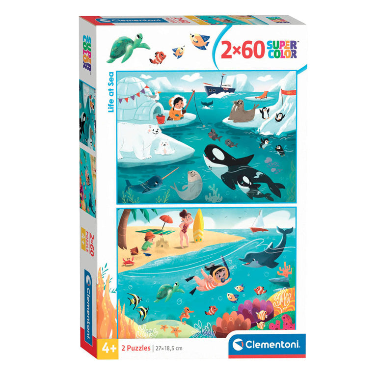 Clementoni legpuzzel super color leven op zee, 2x60st.