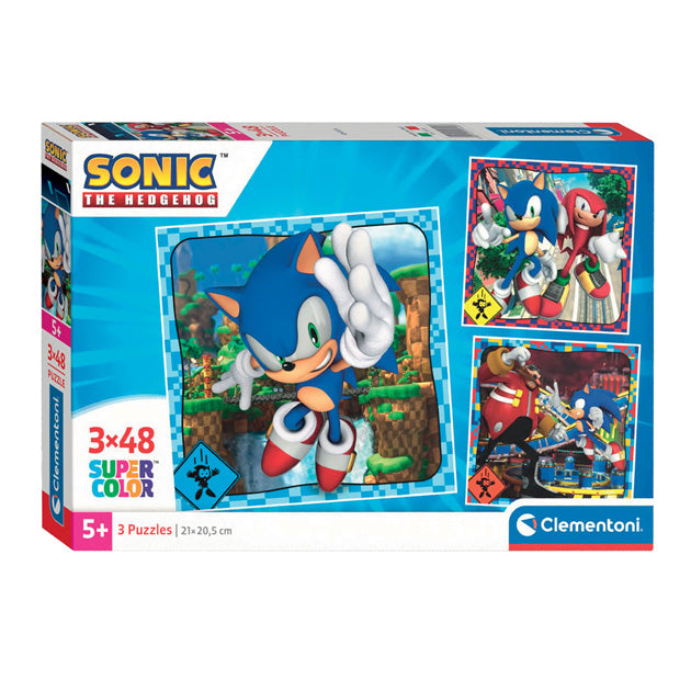 Clementoni legpuzzel super kleur vierkant sonic, 3x48st.