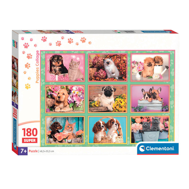 Clementoni legpuzzel super kleur puppy collage, 180st.