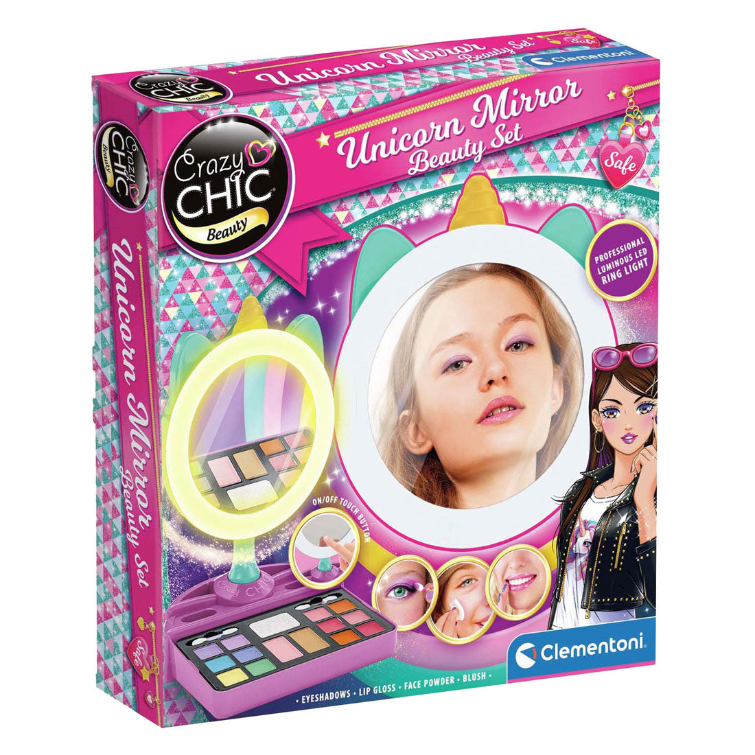 Clementoni gekke chic - eenhoorn spiegel met led ringlicht