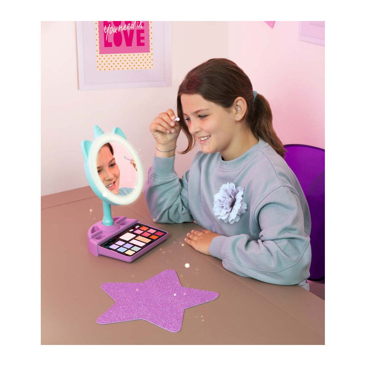 Clementoni gekke chic - eenhoorn spiegel met led ringlicht