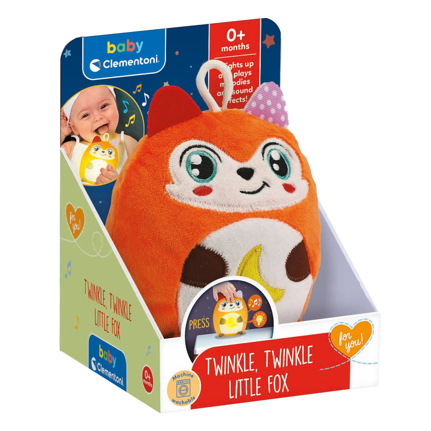 Clementoni baby twinkle winkle kleine vos knuffel nachtlamp