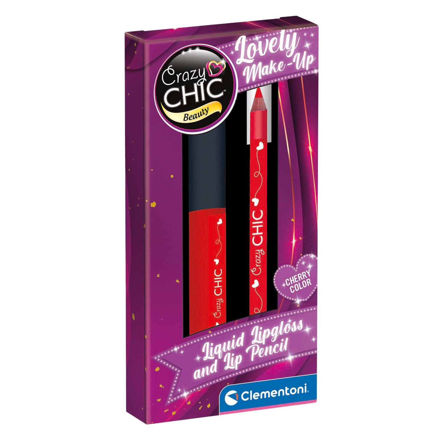Clementoni gekke chique lipgloss en lipliner kersen rood