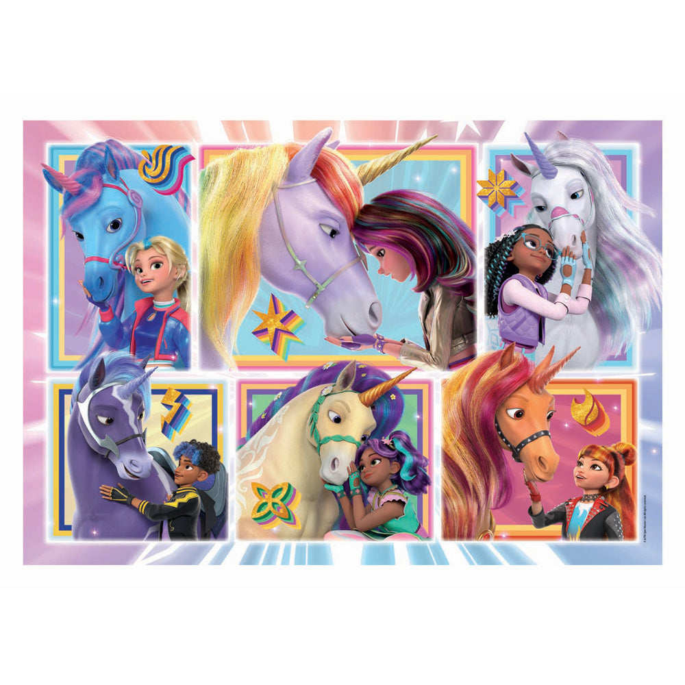 Clementoni puzzel unicorn academy - 6 portretten, 104dlg.