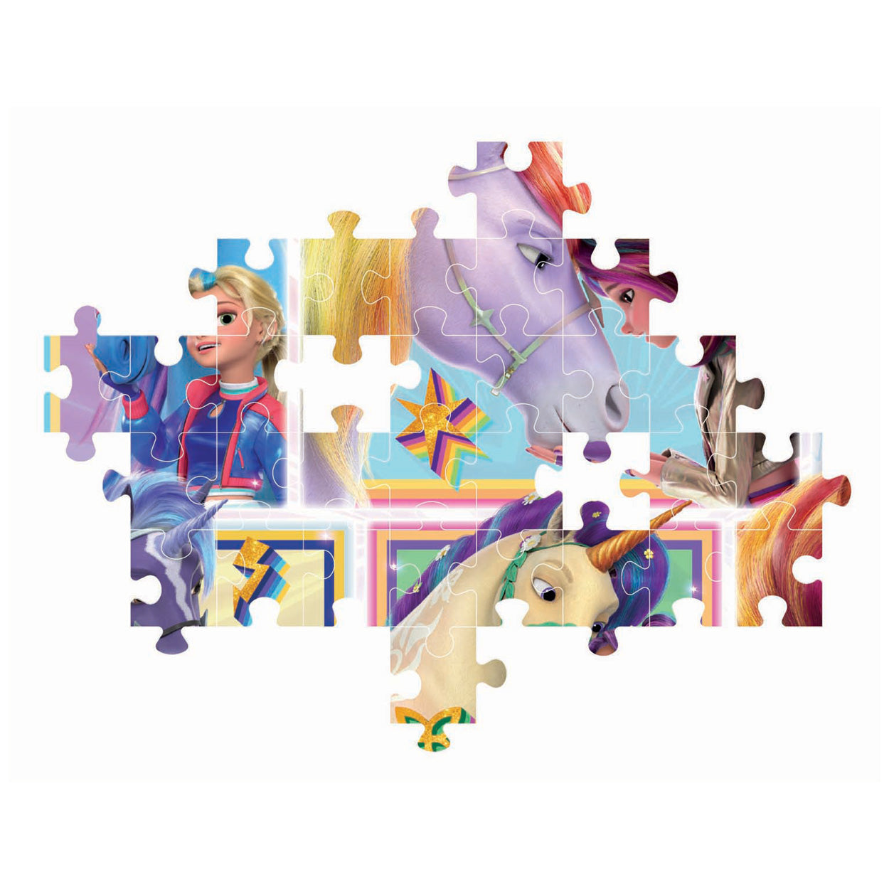 Clementoni puzzel unicorn academy - 6 portretten, 104dlg.