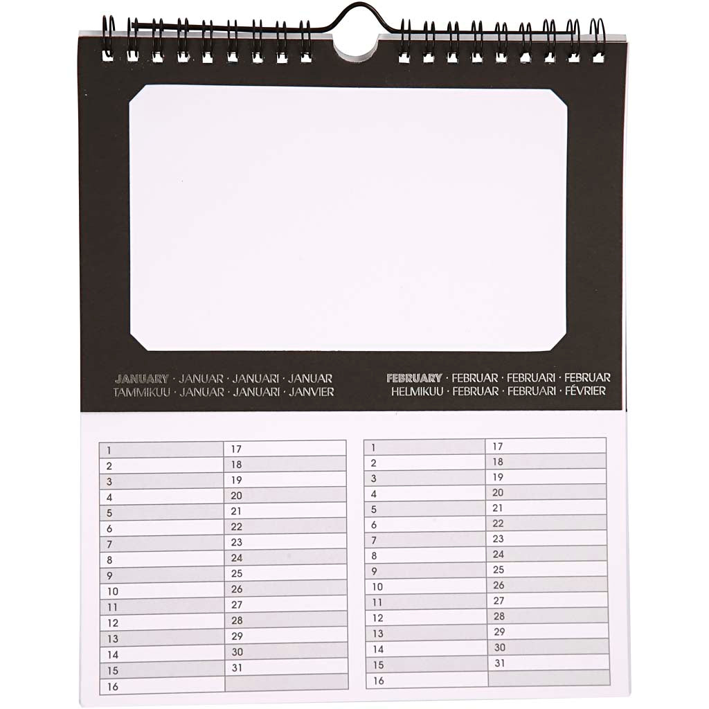 Internationale verjaardagskalender, afm 19x23 cm, gatgrootte 15,3x9,2 cm, 180 gr, 5 stuk 1 doos