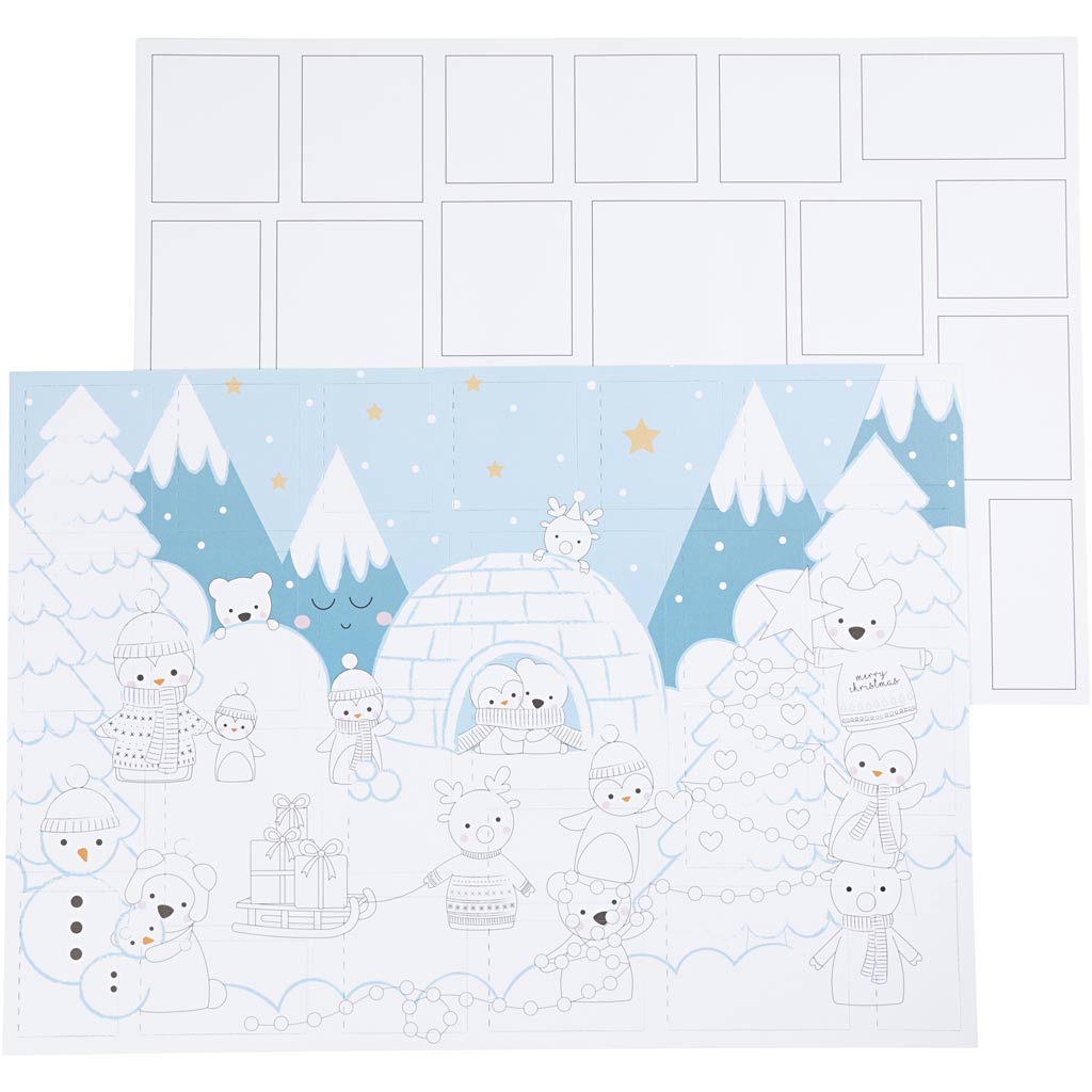 Kerstkalender, afm 30x42 cm, 30 stuk 1 doos