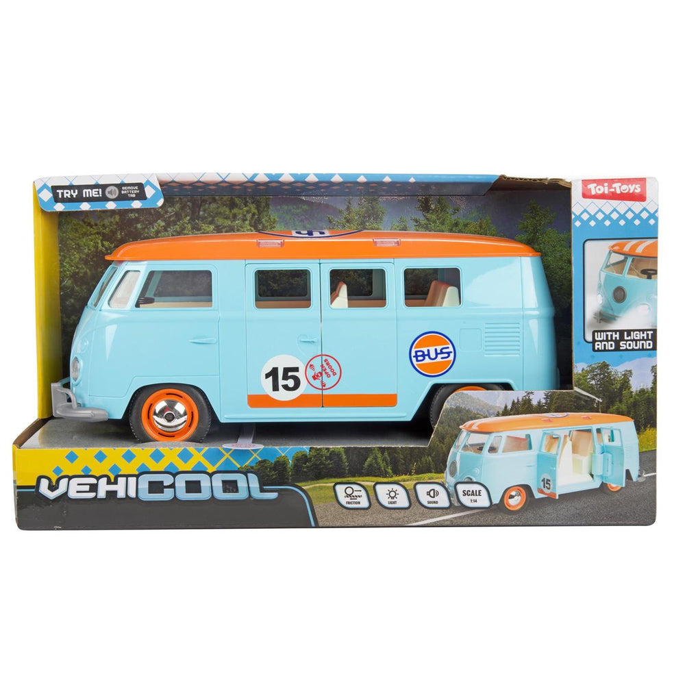 Toi-toys vehicool retro bus 27cm -frictie,licht en geluid