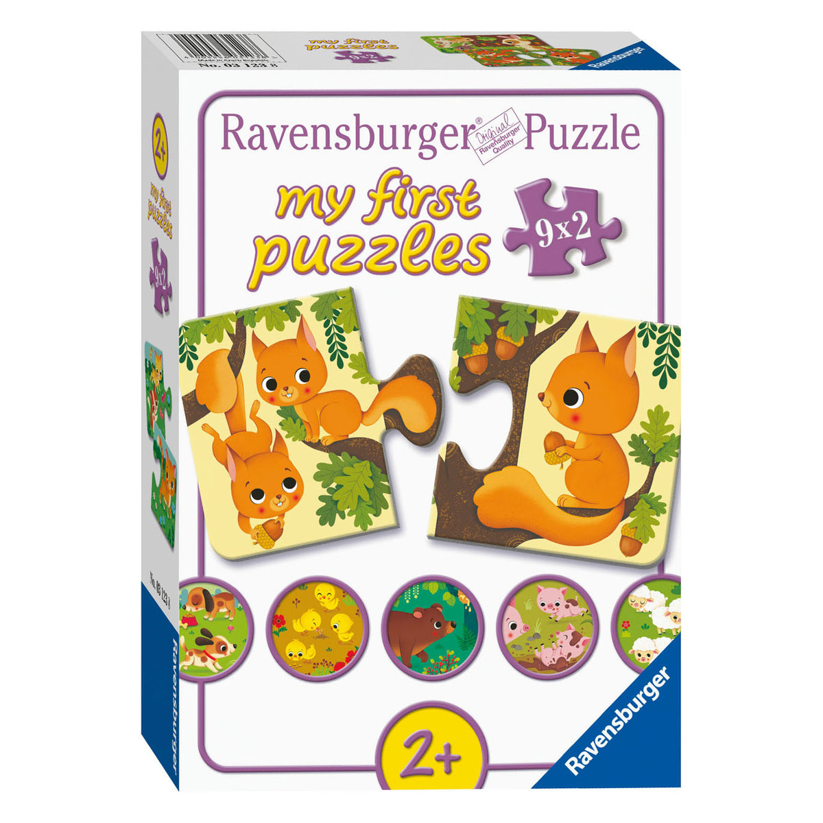 Ravensburger dieren en hun kleintjes - my first puzzles - 9x2 stukjes - kinderpuzzel