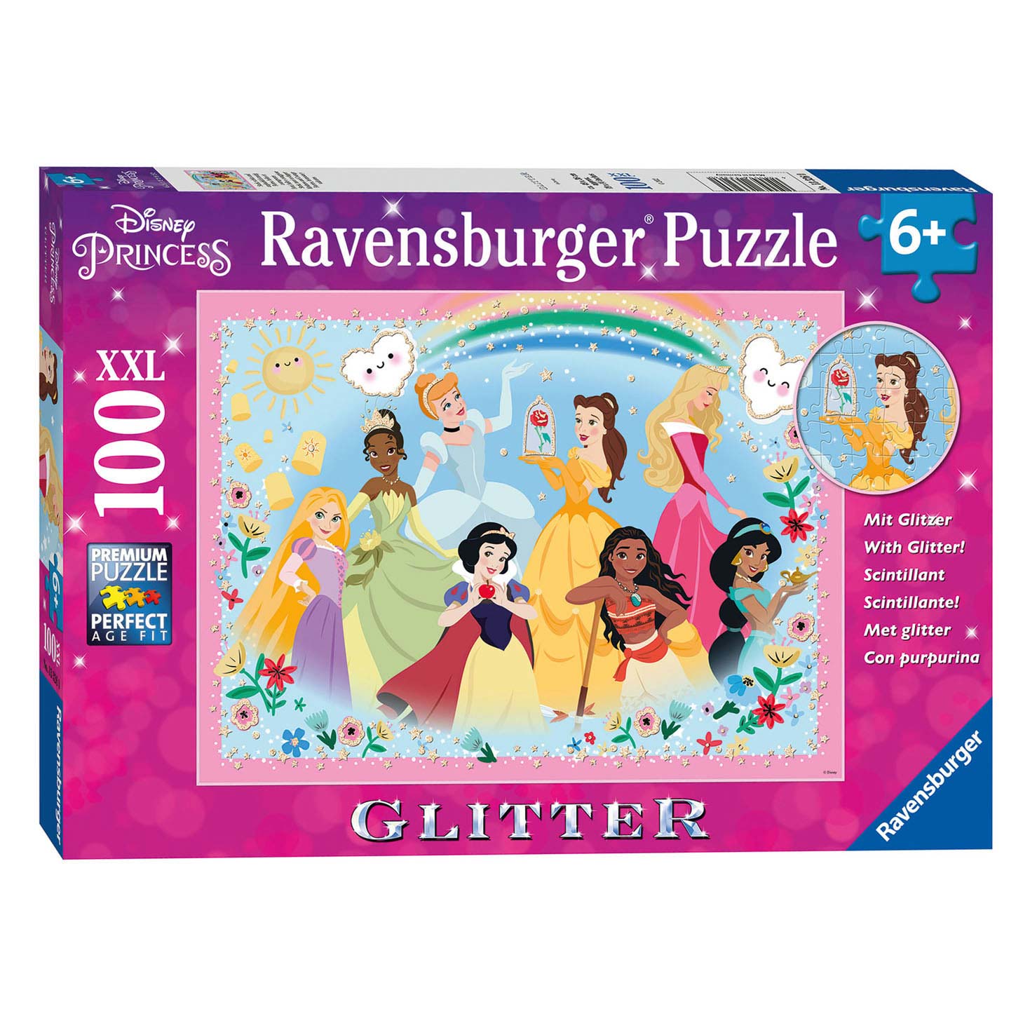 Ravensburger disney princess glitterpuzzel, 100st. xxl