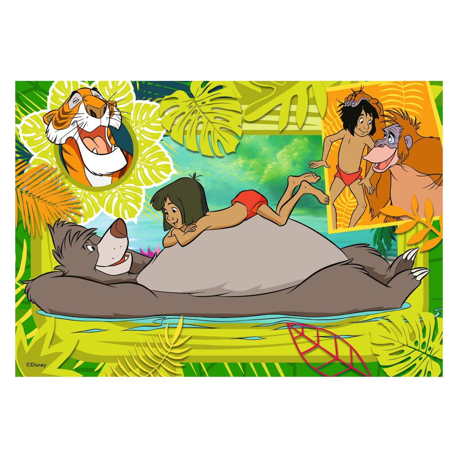 Ravensburger disney klassiekers: dombo en jungleboek legpuzzel, 2x12st.