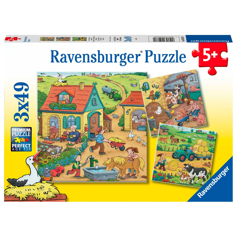 Ravensburger puzzel boerderij - 3x49 stukjes - kinderpuzzel