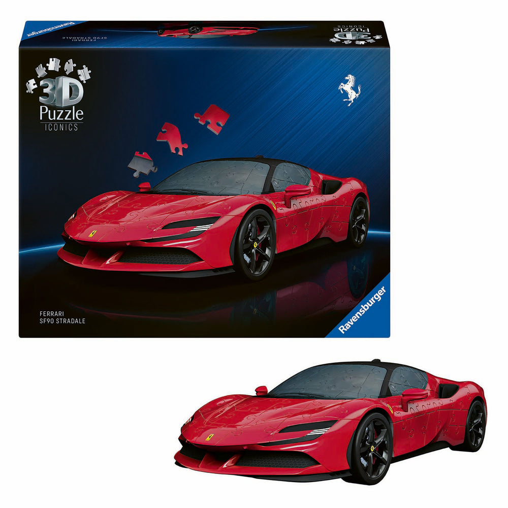 Ravensburger - iconics: ferrari sf90 stradale - 3d puzzel - 108 stukjes - bouwset voor kinderen vanaf 8 jaar
