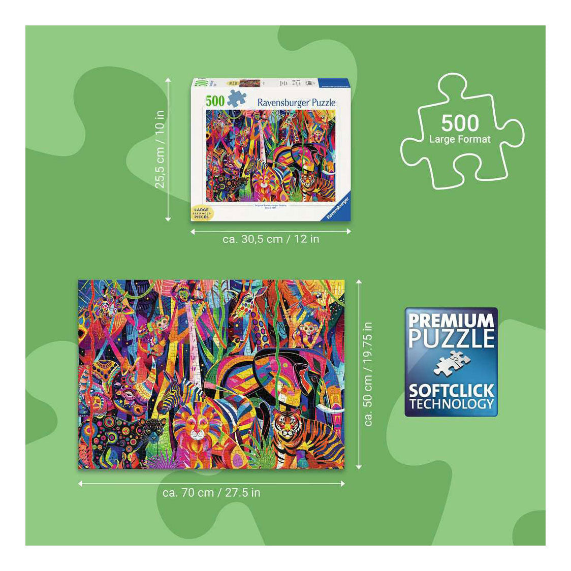 Ravensburger legpuzzel jeweled jungle - 500 xl st.