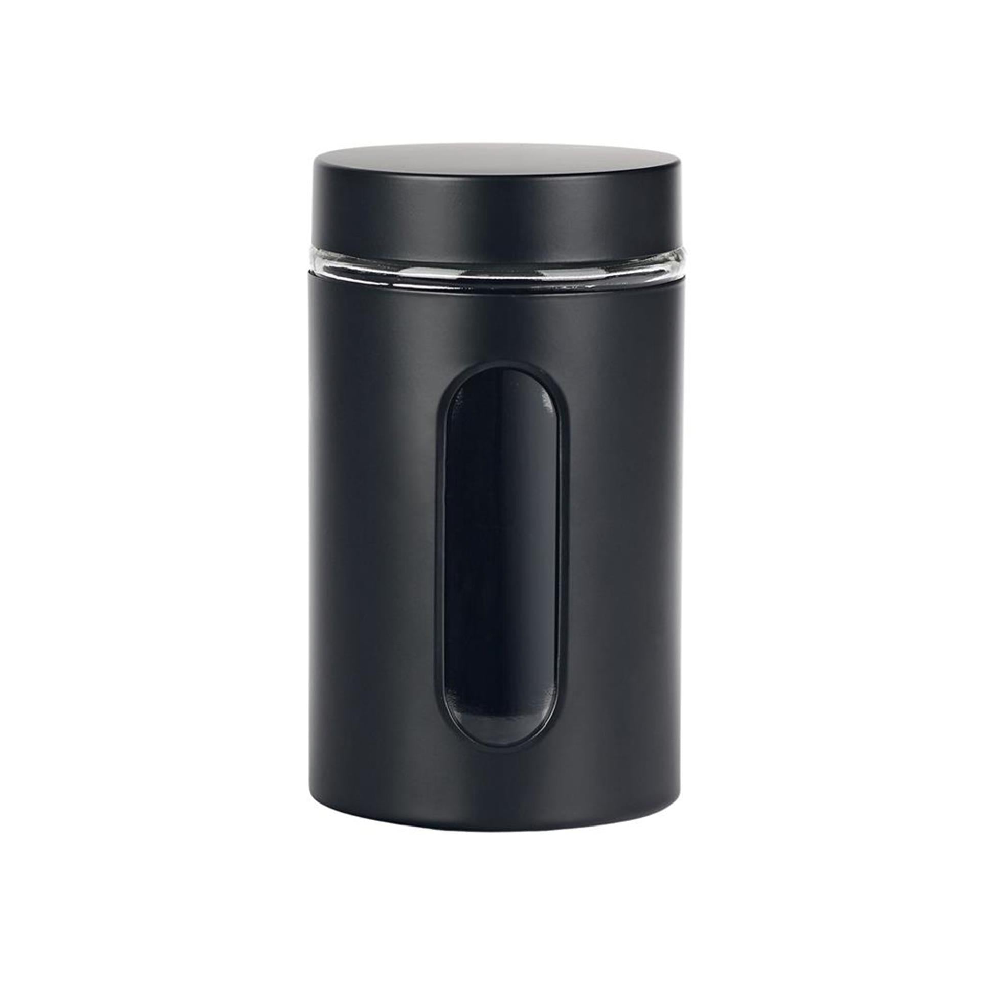 Kitchen tools voorraadpot venster zwart mat 0.9l glas