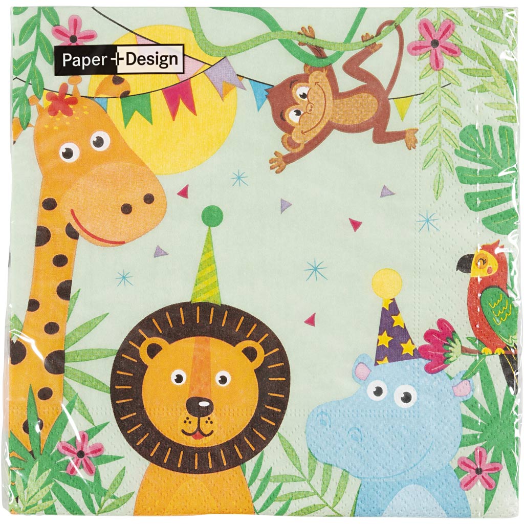 Servetten feestbeesten 33x33 cm
