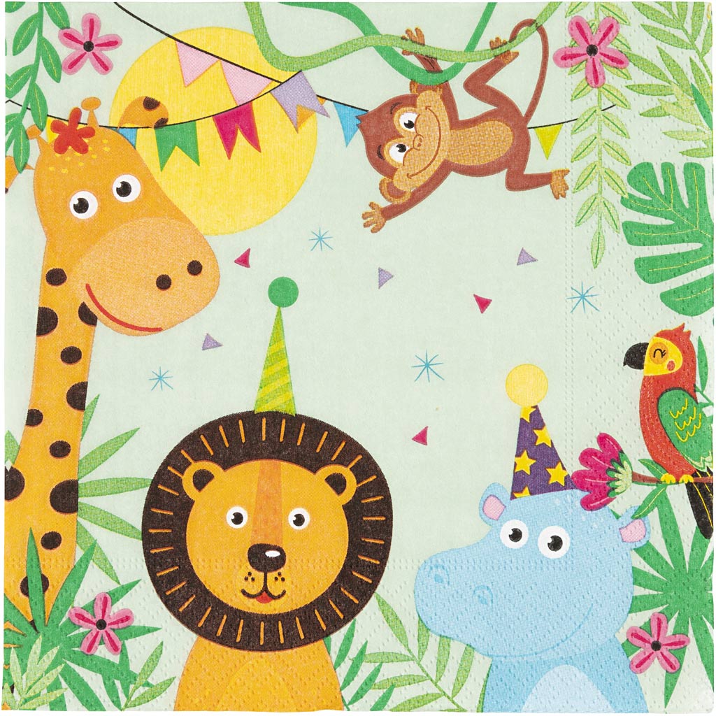 Servetten feestbeesten 33x33 cm