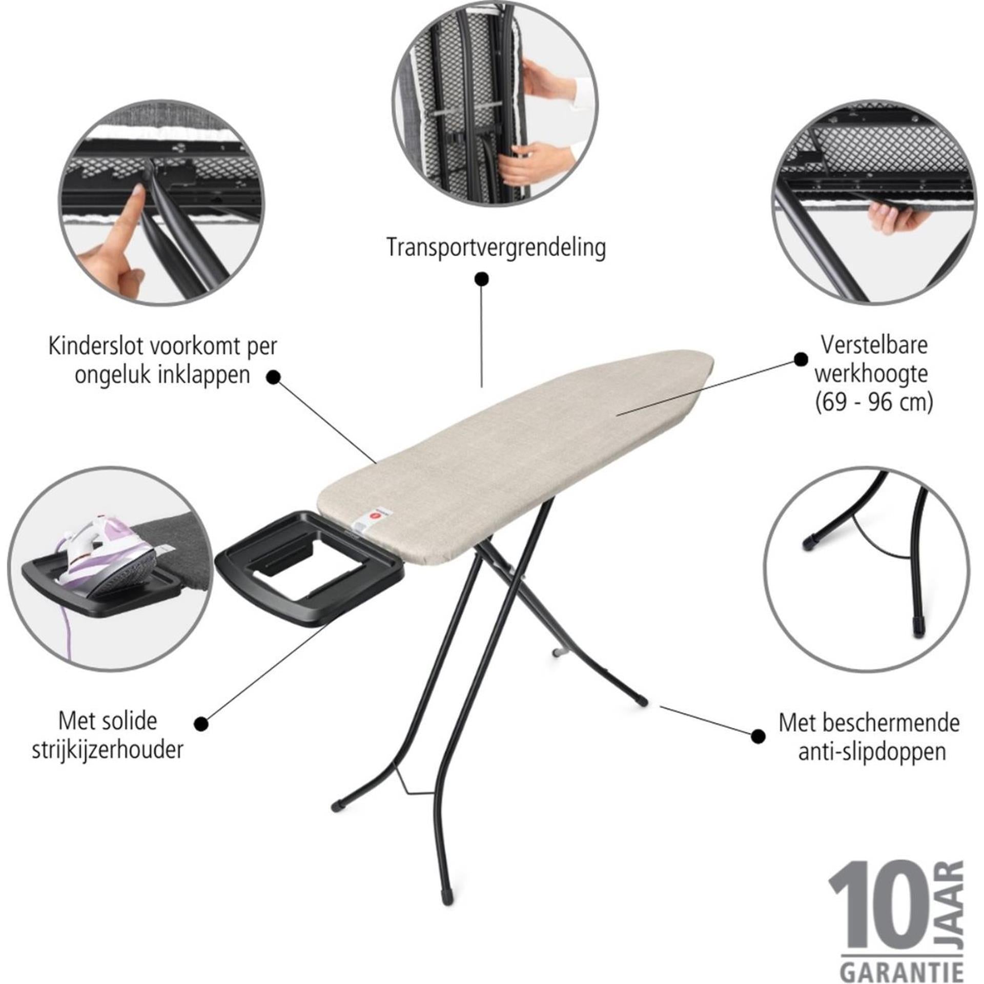 Brabantia strijkplank b grey 124x38cm