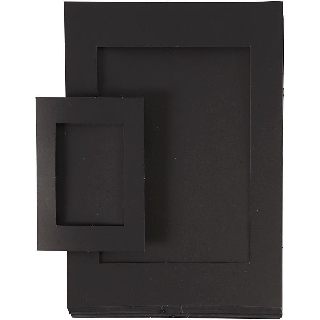 Passepartout lijsten, afm a4+a6, 180 gr, zwart, 2x60 stuk 1 doos