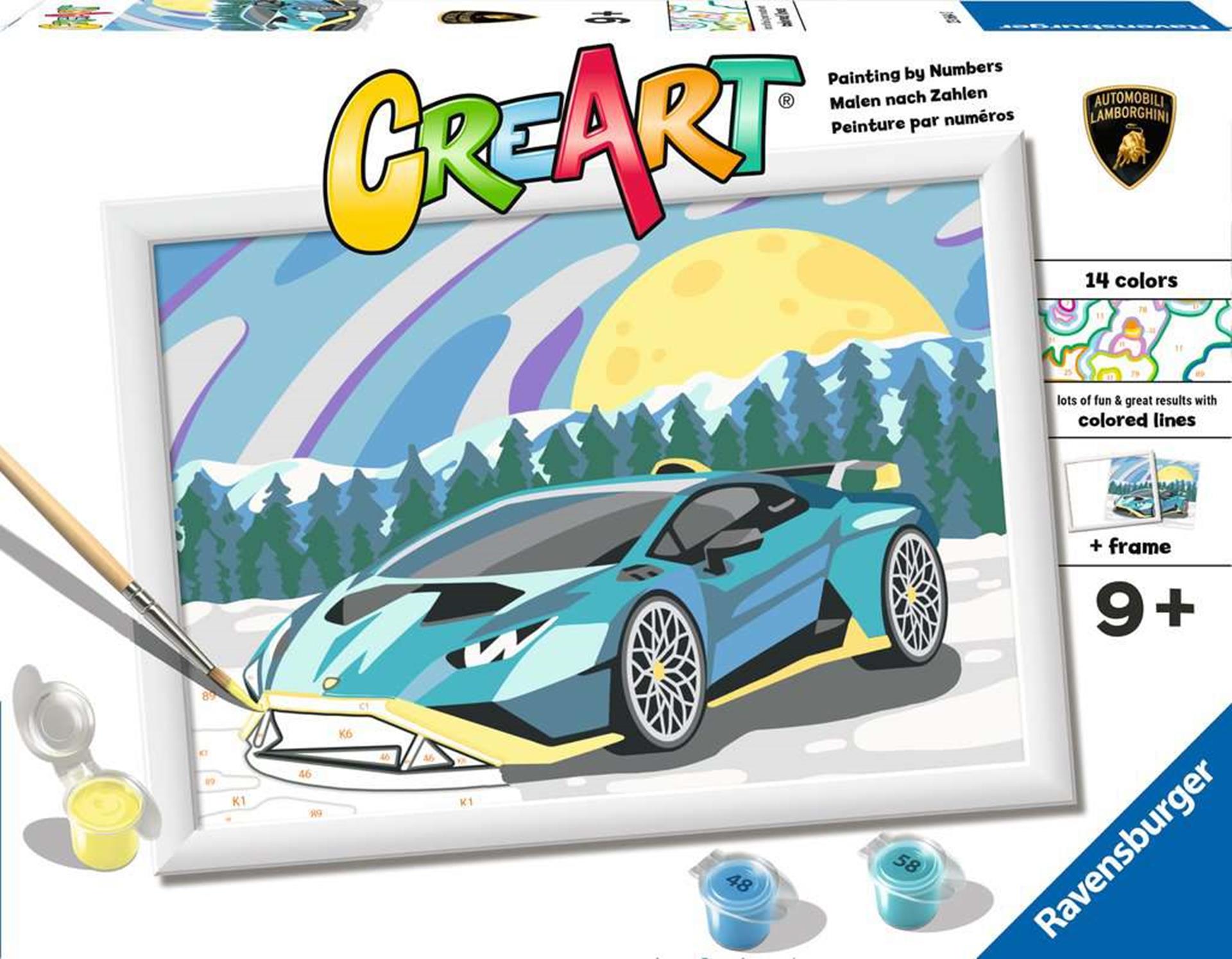 CreArt Schilderen op Nummer - Blauwe Lamborghini
