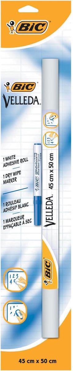 Velleda bic zelfklevende rollen (whiteboard vellen) velled formaat 45 x 50 cm