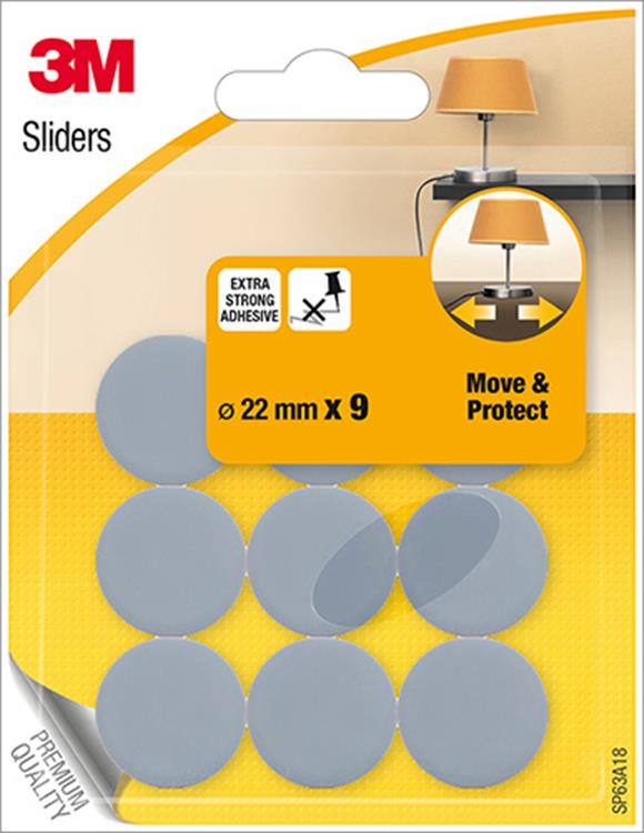 3m 1053576 - meubelgl move protect grijs - 22mm - 9 st | 24 stuks