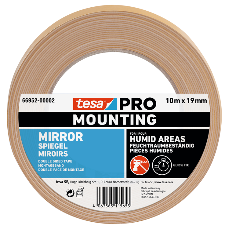 Tesa professional tesa mounting pro spiegel 66952-00002-00 montagetape wit (l x b) 10 m x 19 mm 1 stuk(s)