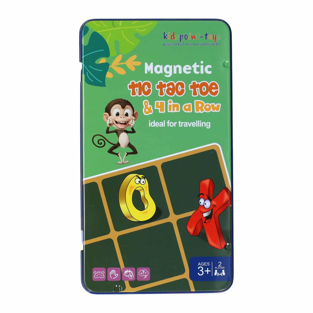 Intro magnetische reisspel in blik tic, tac, toe 4 op een lijn