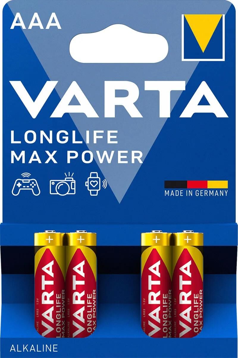 Varta batterij aaa 4x alkalisch max. vermogen