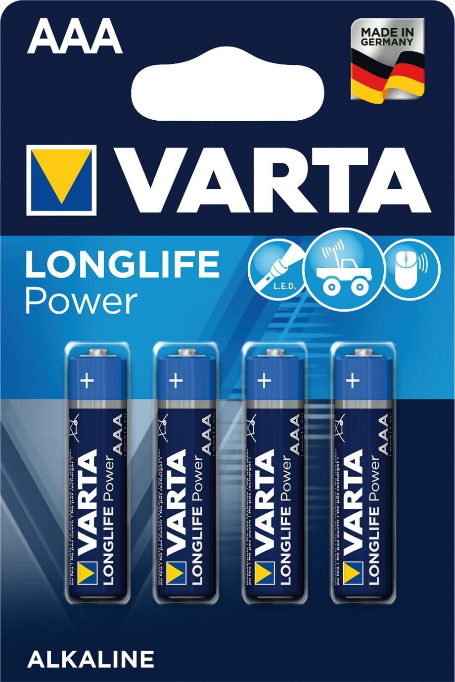 Varta aaa lr03 mini penlite alkalisch per 4 stuks op kaart