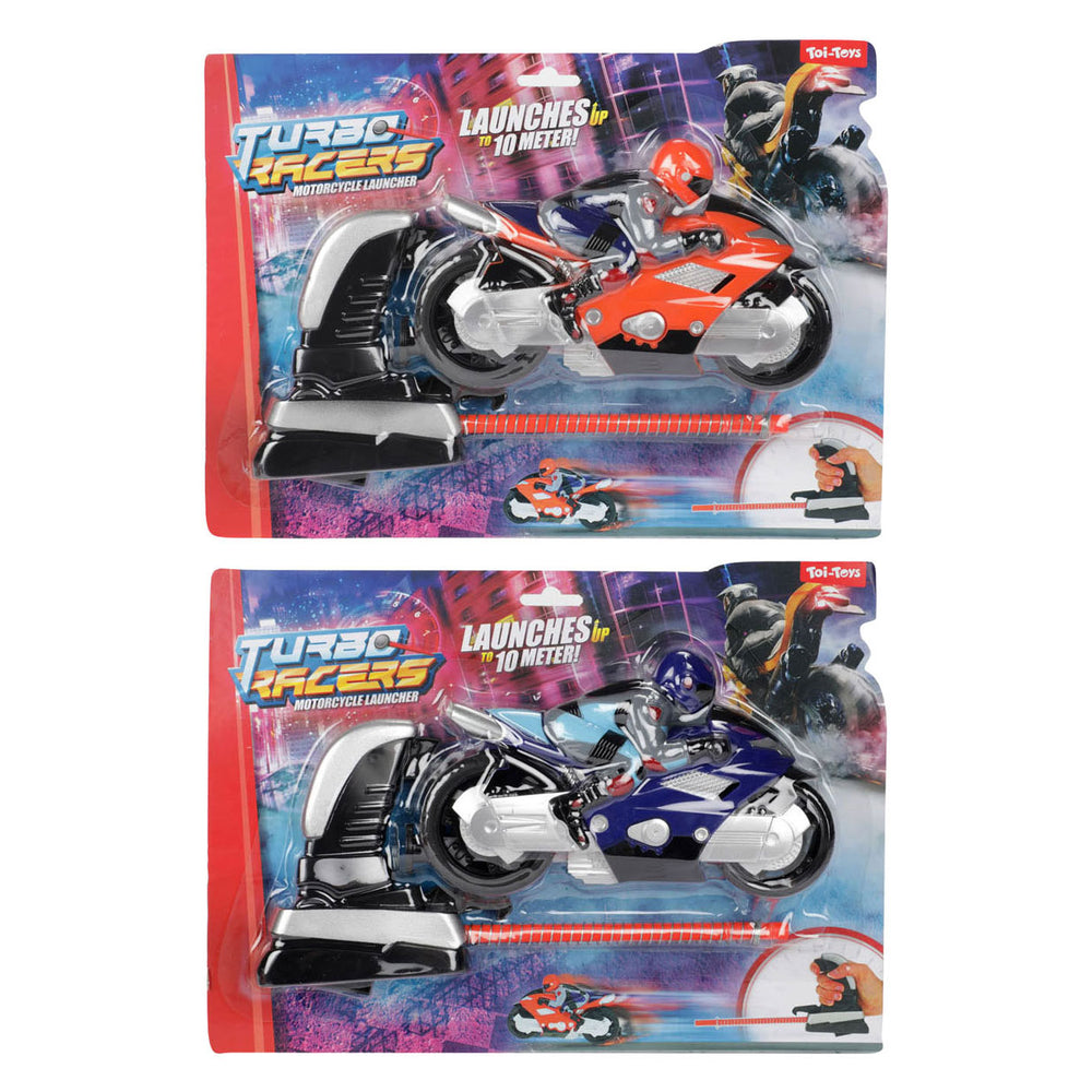 Toi-toys turbo racers rijder op motor met afschieter