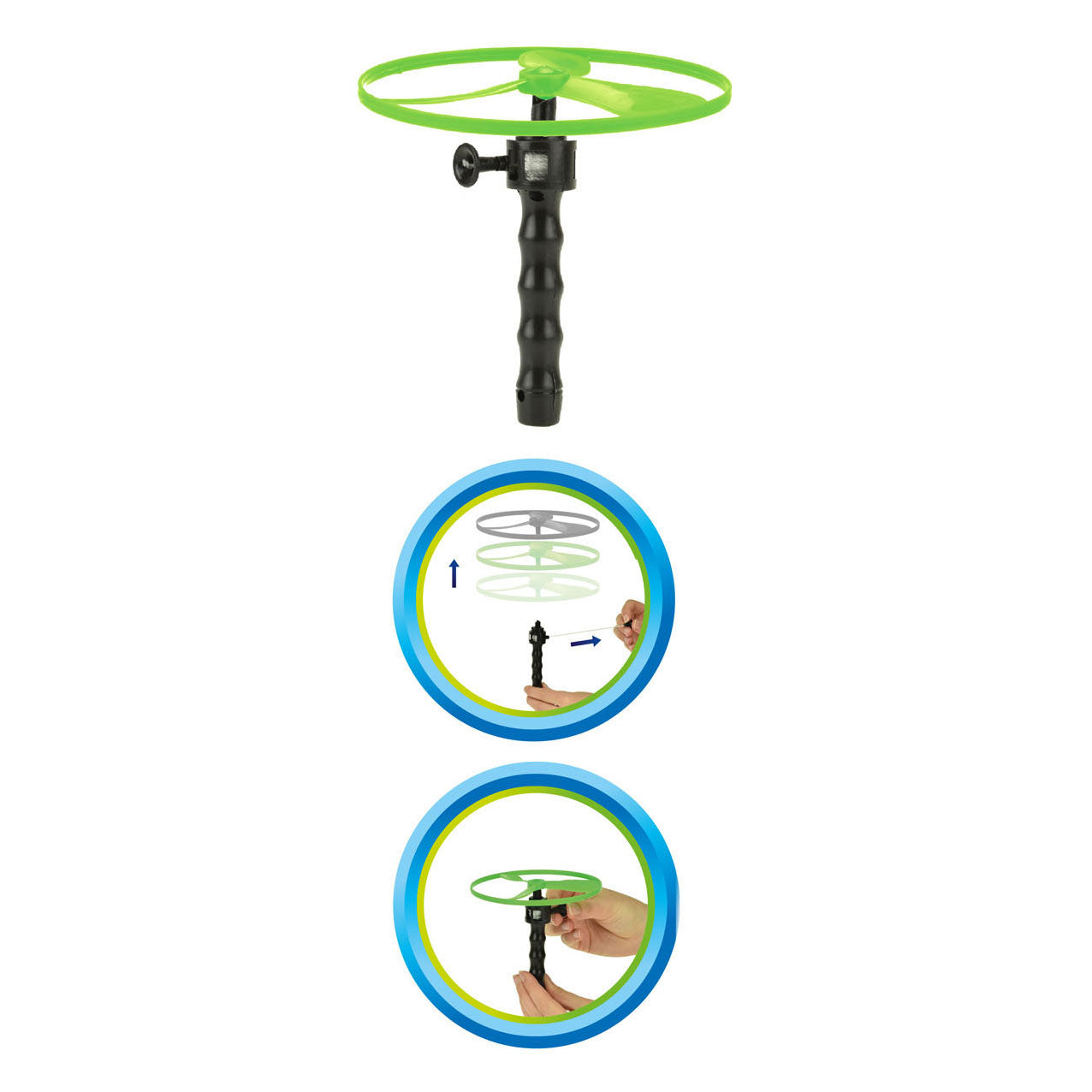 Toi-toys vliegschijven lucht 12 cm groen rood 3-delig