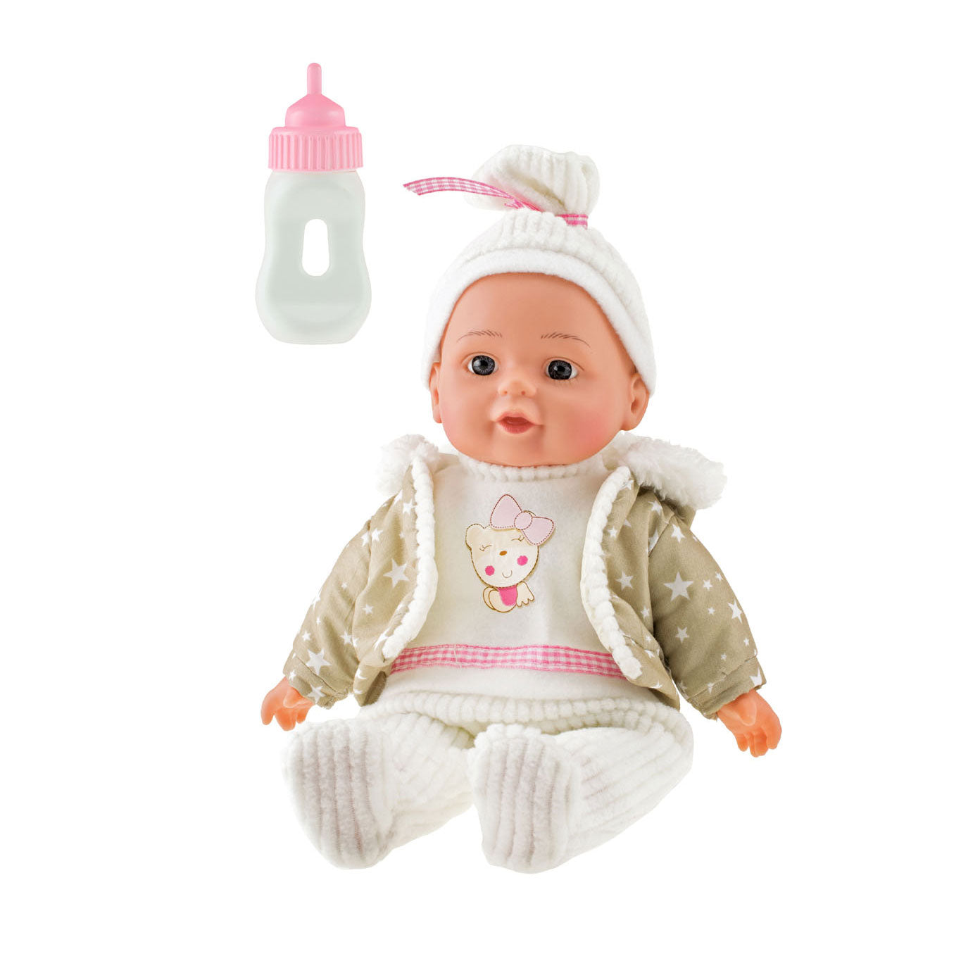 Toi-toys heerlijke baby babypop winterkleren en flesje