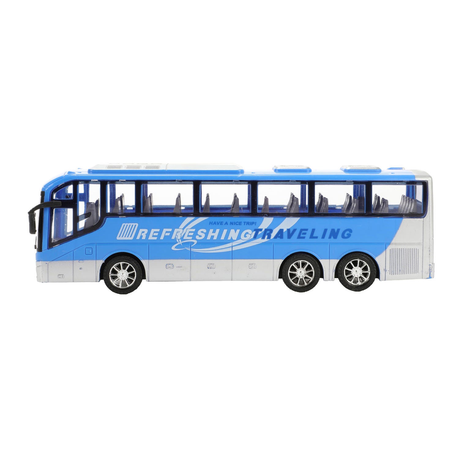Toi-toys auto's vrachtwagens reisbus blauw frictie, 32cm