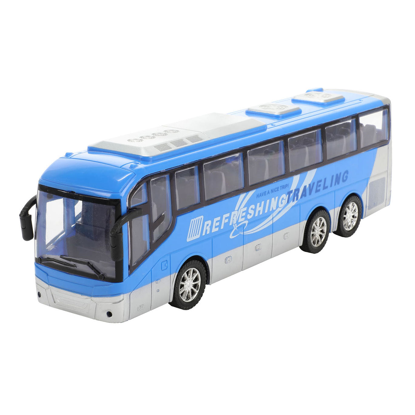 Toi-toys auto's vrachtwagens reisbus blauw frictie, 32cm