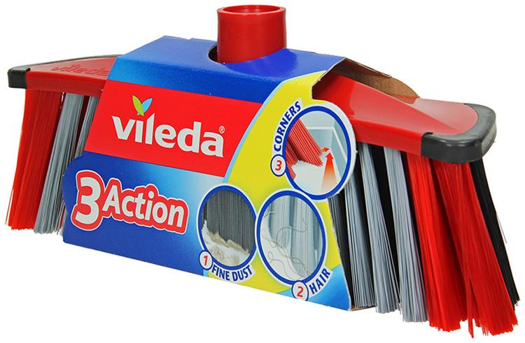 Vileda 3action bezem binnen rood grijs