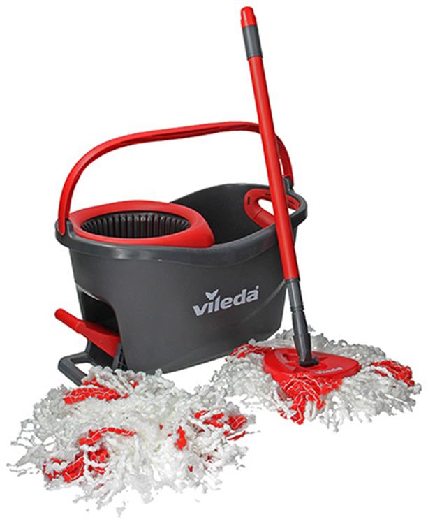 Vileda turbo mopset + 2 vervangende koppen - pedaalsysteem met 2 vervangingen - microvezelmop 2in1