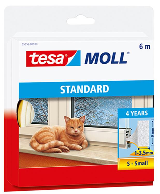 Tesa tochtband - i profiel - 6m x 1,0-3,5mm - wit