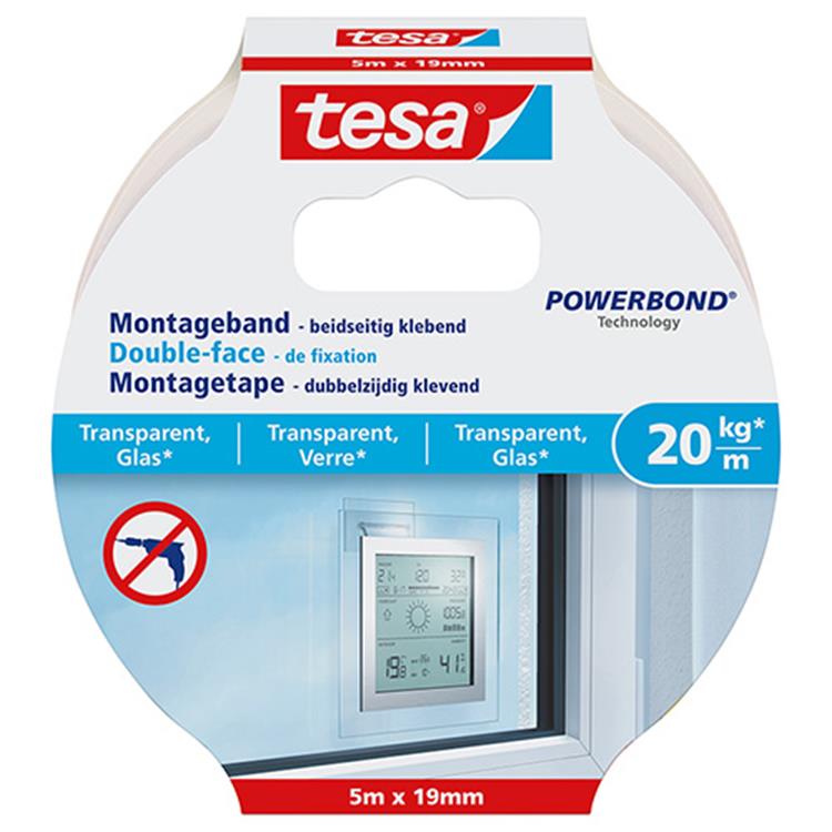 Tesa 1051180 - powerbond® montagetape transparant 5m:19mm | 5 stuks