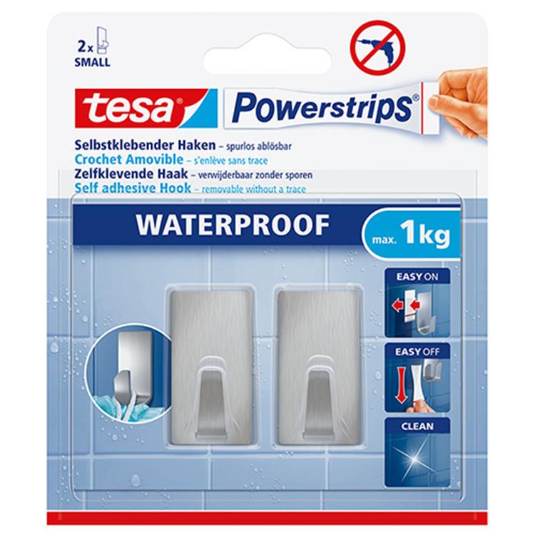 Tesa 1059021 - powerstrips waterproof haken rvs rechthoekig small | 6 stuks
