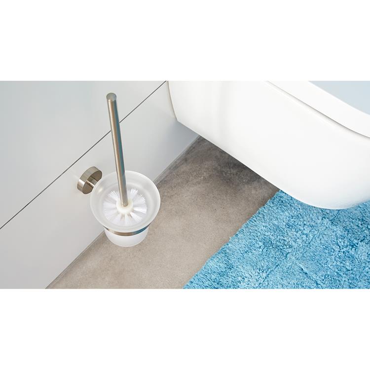 Tesa toiletborstel moon roestvrijstalen look zelfklevend zonder boren – 145x112x379mm