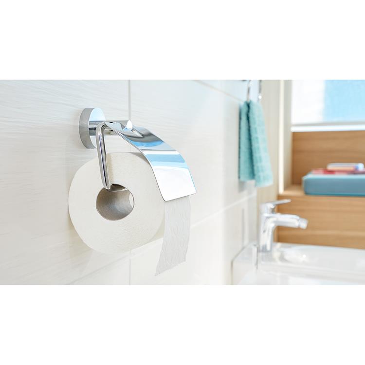 Tesa ® smooz - toiletrolhouder - zonder boren - zelfklevend - verchroomd metaal - glans