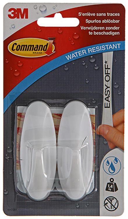 3m command™ designer haak met waterbestendige strips 17081b, medium, 2hks+4s pak