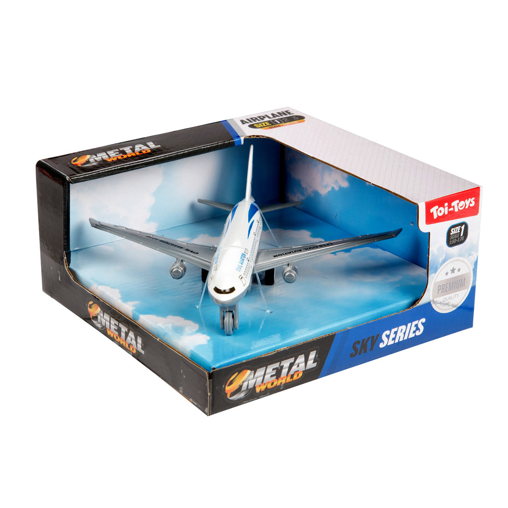 Toi-toys metal vliegtuig pullback wit 14 x 13 cm