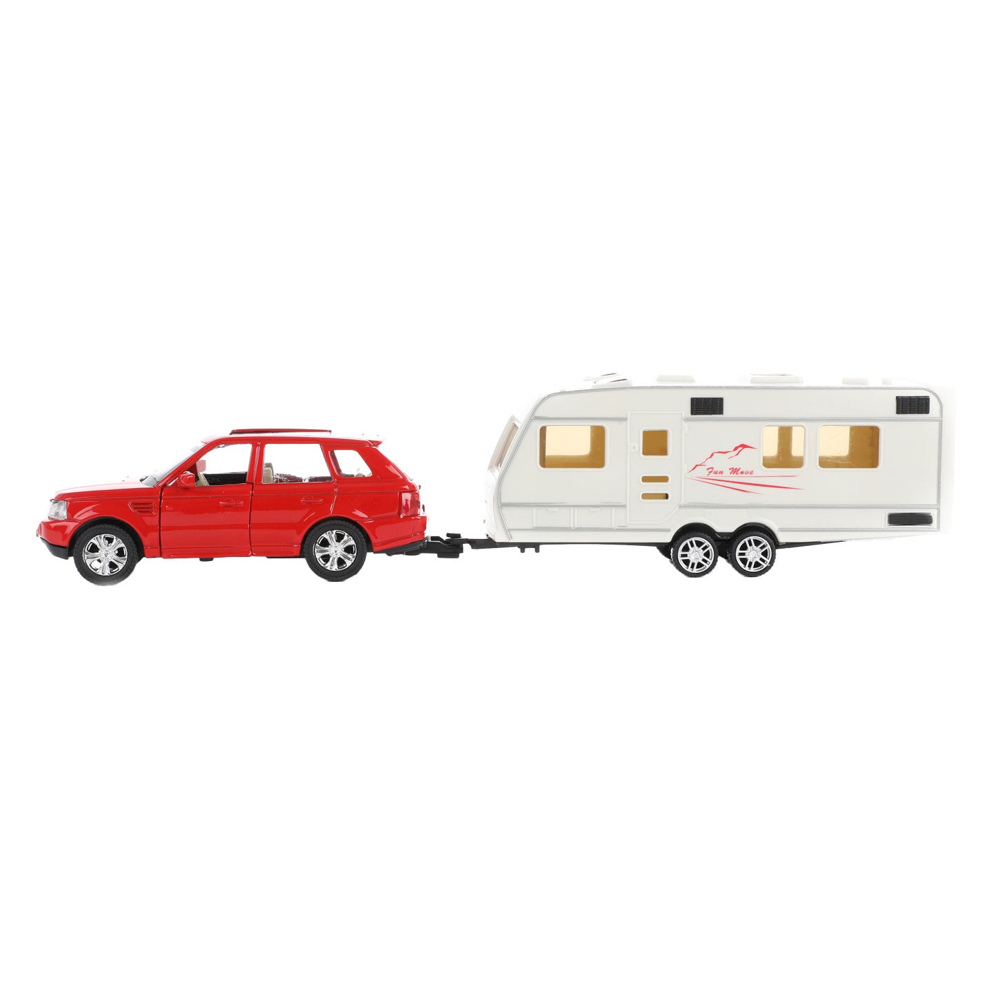Toi-Toys Metalen Pull-back Auto met Caravan 1:48