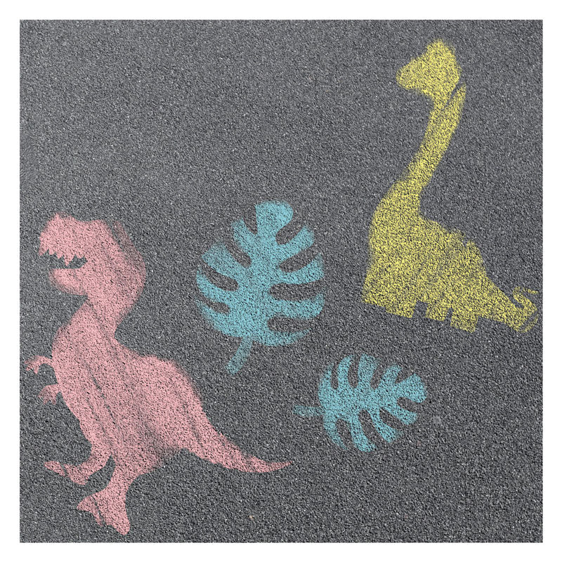 Toi-toys world of dinosaurs stoepkrijt dino met sjablonen, 10dlg.