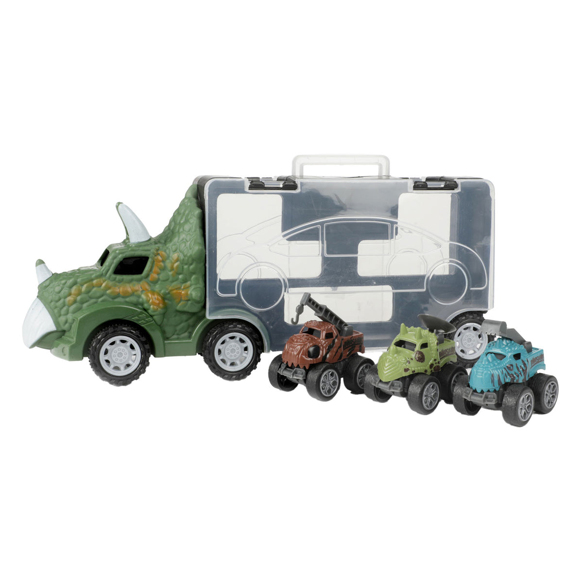 World of Dinosaurs dinotruck with 3 pull-back cars