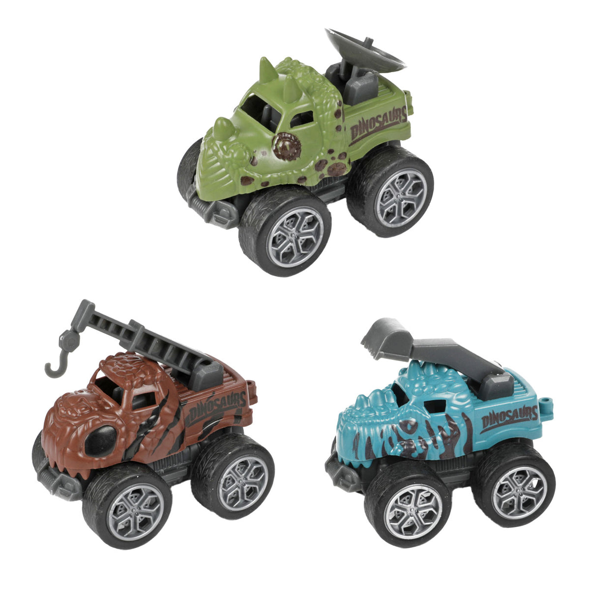 World of Dinosaurs dinotruck with 3 pull-back cars