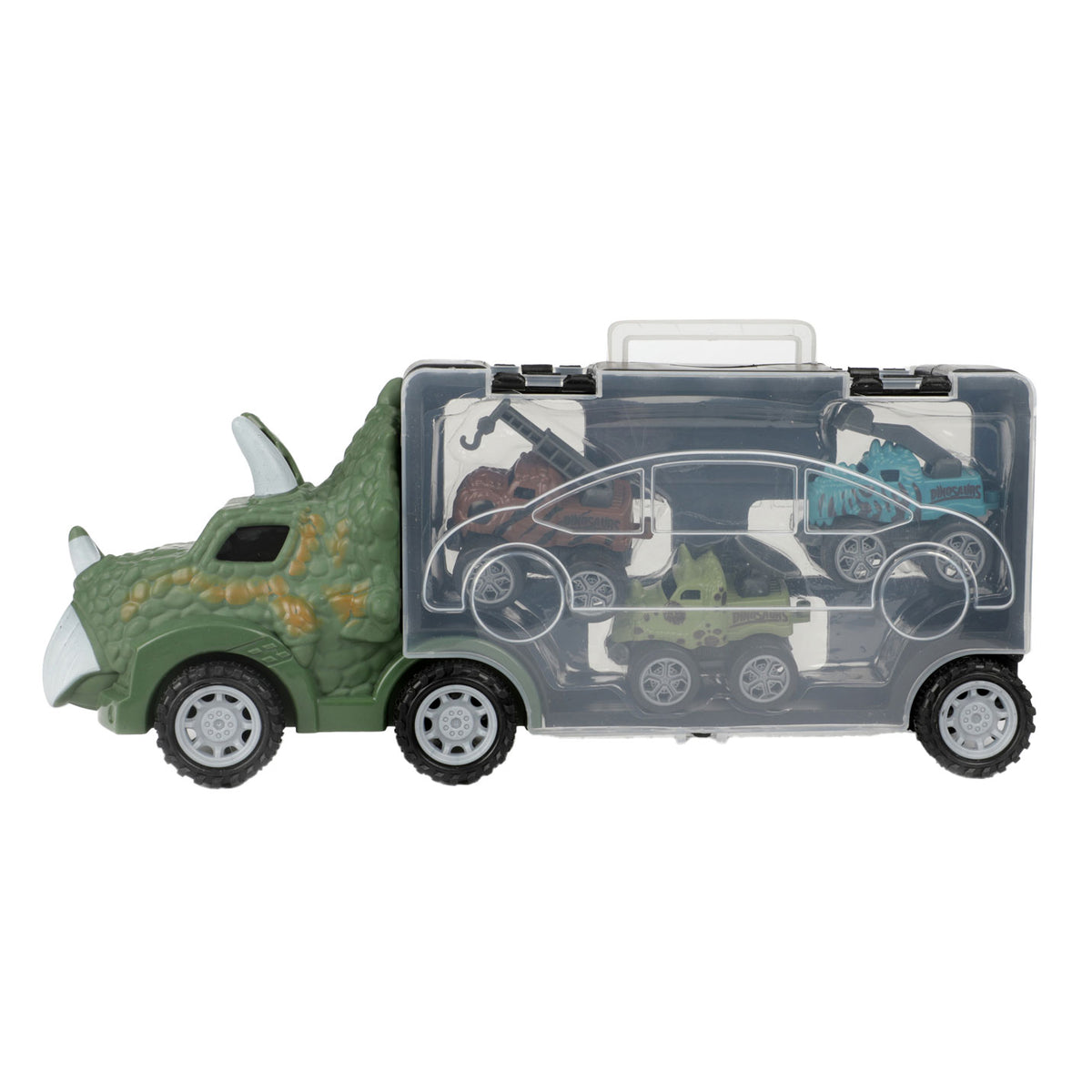 World of Dinosaurs dinotruck with 3 pull-back cars